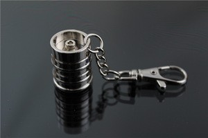 shiny key holder custom logo oil drum metal keychain oil barrel key chain