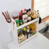 Short double layer storage rack plastic environmentally friendly kitchen storage cabinet seam rack for storage