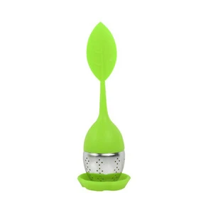 Silicone Handle Stainless Steel Strainer Loose Tea Steeper Tea Infuser with Drip Tray
