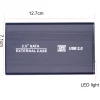 Silver 2.5&quot; SATA I II III Hard Disk Drive HDD to USB 2.0 Enclosure Case
