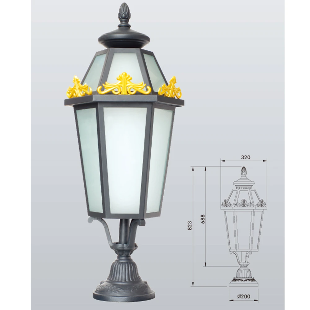 Small Victorian style outside lamp post top light/lantern garden Pillar Light RHT-13325