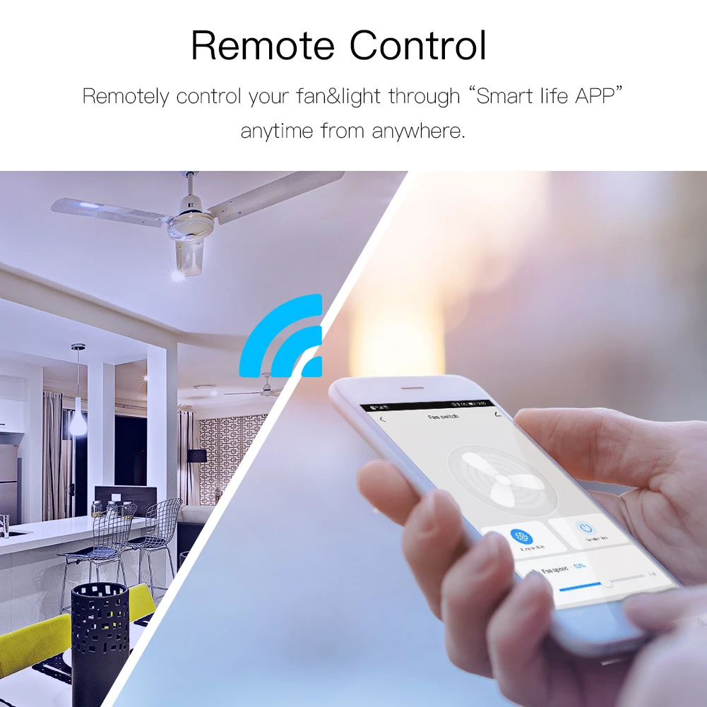 Smart Wireless Wifi RF433 Remote Control Fan Light Switch/Fan Lamp Switch Compatible with Alexa/GoogleHome/IFTTT