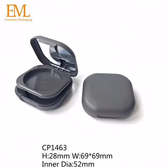 Import Emily Pack Cp1463 Square Shape Compact Powder Empty Case with Mirror Round Inner Tray Face Powder Container Double Layer Cosmetics Wet Powder Case from China