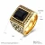 Import Square Black Stone Men Seal Ring Signet Gold Color Classic Wedding Band Male Rings Titanium Stainless Ring from China