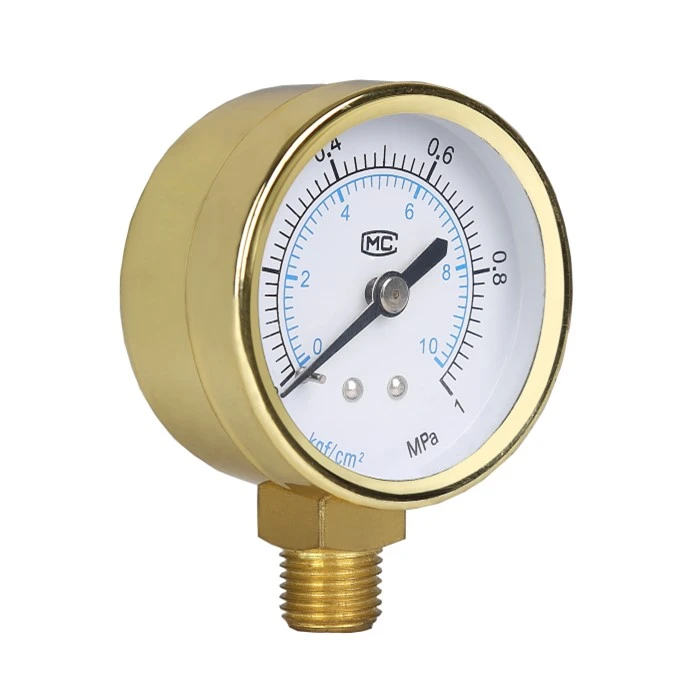 Stainless steel case Gold plated oil pressure gauge