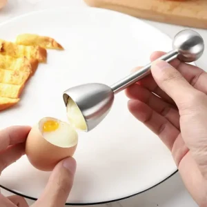 Stainless Steel Egg Opener Topper Cutter Soft Boiled Shell Removal Egg Cup Holder Tools