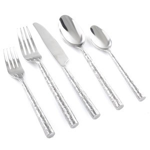 Stainless Steel Hammered Polished  5-Piece Flatware Set
