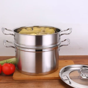 Stainless Steel Steamer and cooking pots 2 layer Food Steamer Pot