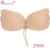 Strap free silicone self adhesive drawstring tie up breast lift up stick on bra
