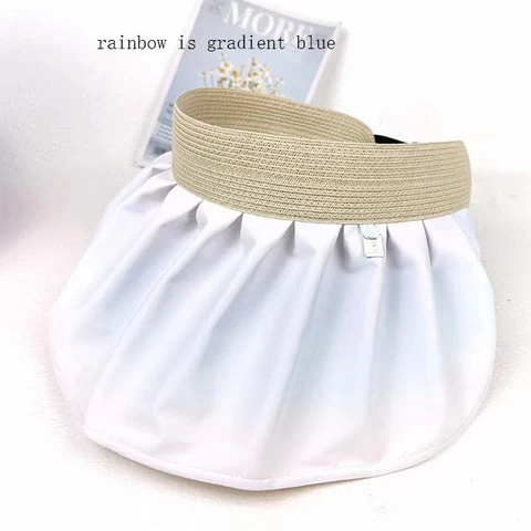 Summer Big Brim Sun Hat Travel Shell Sun Hat Gradient Color Double-sided Empty Top Straw Hat