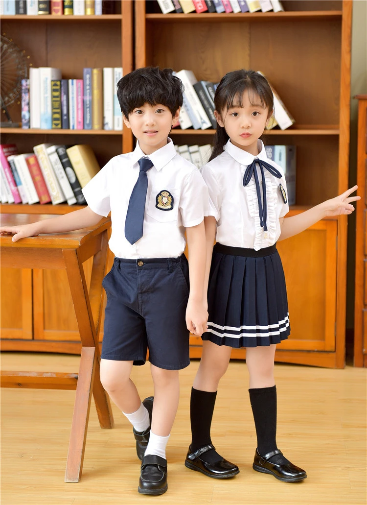 Summer school uniform Short sleeve shirt suit European kindergarten uniform Primary school Class uniforms pupil shirt clothes