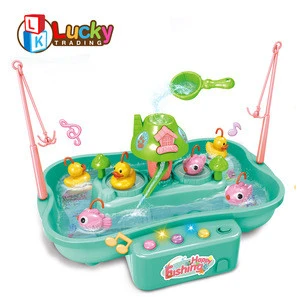 summer water kids products spin electric fishing game toys set with story and light