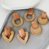 Summer Wooden round rattan earrings women fashion Bohemian geometric earrings jewelry trendy travel jewellery