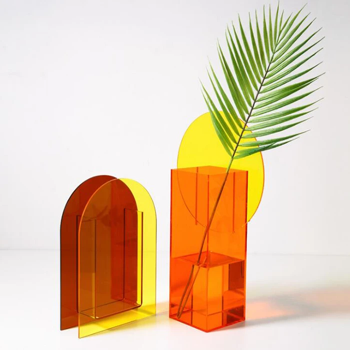 Tabletop Acrylic Neon Heart Vases Colorful Fun Home Decoration Acrylic Vase