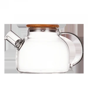 Tea Pot Set Teapots Customize High Borosilicate Glass Heat Resistant Clear Glass with Bamboo Lid Coffee & Tea Sets