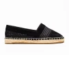The lady popular fashion mesh material solid stripe microfiber comfortable insole espadrilles flat shoes