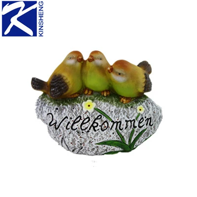 Three birds sitting on a stone figurine ceramic crafts for table decoration