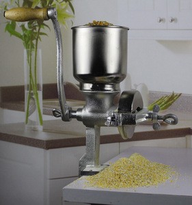 tin plated &amp; spray painted cast iron hand powered domestic corn grits flour mill machine as kitchen appliances for home