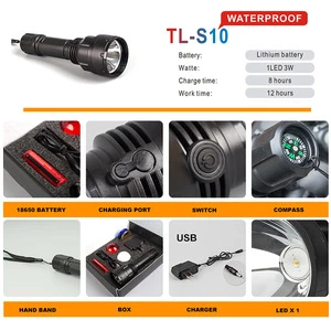 TL-S10 ( 1LED 3W ) Outdoor use long range torch power style led flashlight