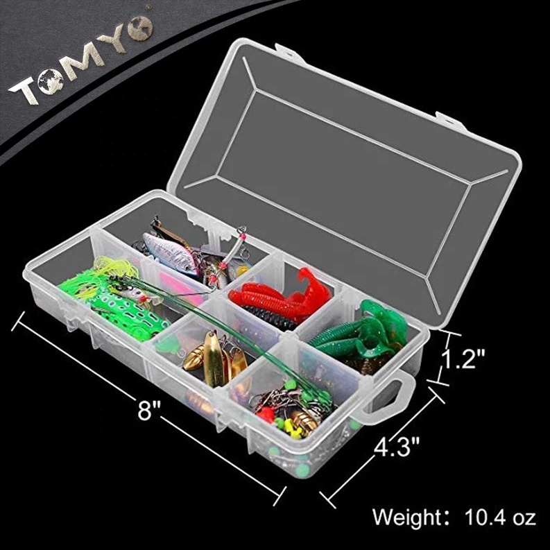 ToMyo 59pcs Freshwater Fishing Lures Kit Fishing Tackle Box Included Frog Lures Fishing Spoons Saltwater