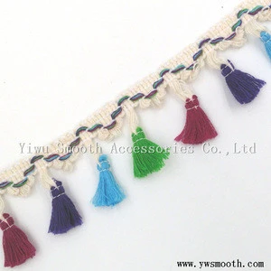 Trimming Hot Colorized Tassel Fringe for Garment Pompon Lace Fabric