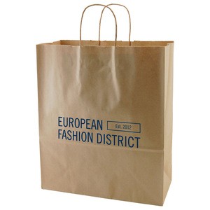 USA Made Natural Kraft Shopping Bag - dimensions are 13&quot; x 6&quot; x 15.8&quot; and comes with your logo.