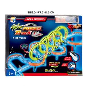 USB Rechargeable Track Educational Toy Electronic Remote Control Game Infrared R/C Luminous Track With 2 Pcs Car