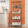 USUN Multifunction Home 5 Tier Wire Black Metal Kitchen Storage Holder Rack
