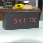 Voice Control Temperature Display led digital clock USB power / Battery electronic desktop LED wooden alarm clock