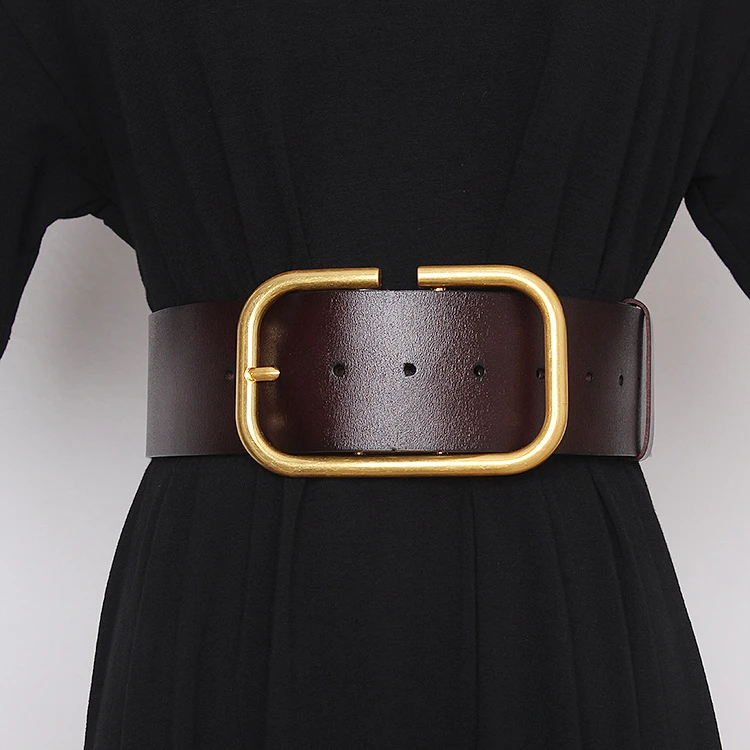 Waistband Buckle Dress Belt Cowskin Casual Belts Adjustable Genuine Leather Belt Women