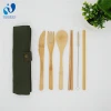 WanuoCraft Bamboo Cutlery Set Bamboo Travel Utensils Portable Eco Friendly Flatware Gift Set
