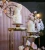 Import Wedding backdrop decoration velvet fabric pink acrylic round backdrop for wedding stage from China