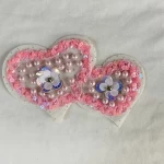 White 3D Chiffon Flower Pearl Beads T-Shirt Embroidery Patch For Sweater