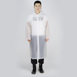 white clear transparent EVA Reusable Raincoat Emergency Rain Gear Jacket with Hoods man and woman
