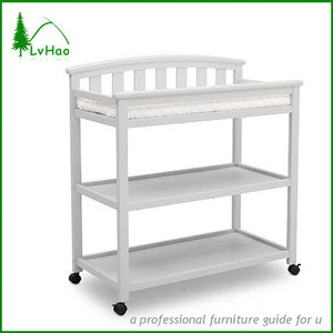 White color very safety solid wood baby diaper changing table