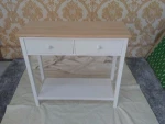 White Wooden display console table with storage drawer and shelf for living room