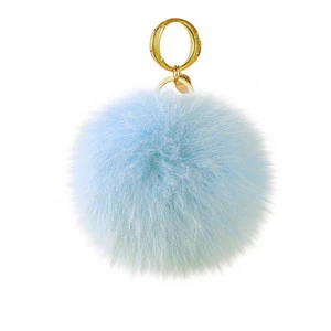 wholesale big fox fur pompoms keychains