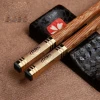 Wholesale Custom Alloy and Wooden Chopsticks Black Gold