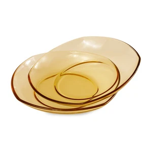 wholesale custom high quality Colour  glass serving food tray dishes glass bowl plates