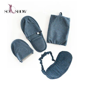 Wholesale eye mask and slippers airline mini sleep travel kit with bag
