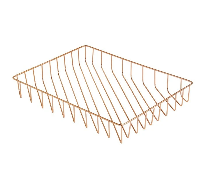 Wholesale fashion metal wire rose gold desk file basket tray holder for A4 paper office accessory