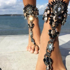 Wholesale Fashion Statement Body Jewelry 2017 New Style Rhinestone Anklet Pied Foot Jewelry Sexy Leg Chain Crystal Anklets