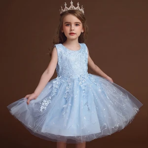 Wholesale high quality childrens party dress summer clothes dresses sleeveless kids girls dress