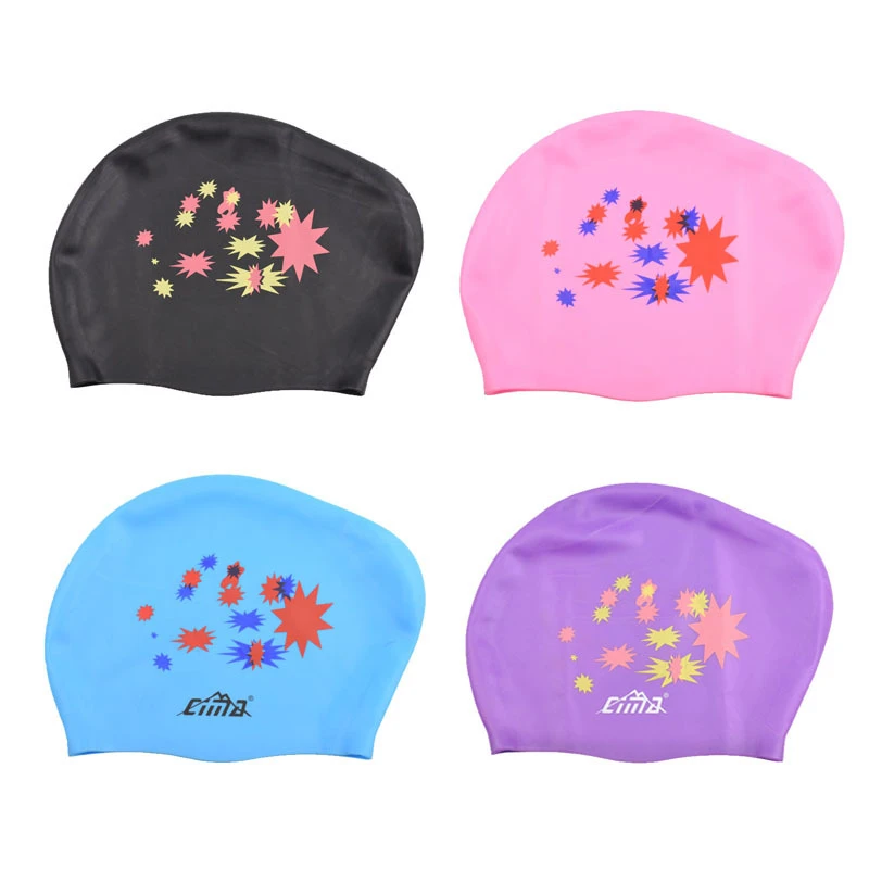 Wholesale high quality OEM customized pattern adult waterproof swimming cap earmuff elastic swimming cap