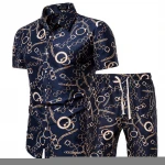 Wholesale Hot Sale Summer All Over Print New Hawaiian Beach Wear Mens Shirts and Shorts Set in Plus Size to 5XL
