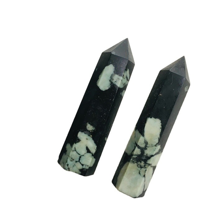 Wholesale natural rock polished chrysanthemum stone crystal wand point crafts for healing