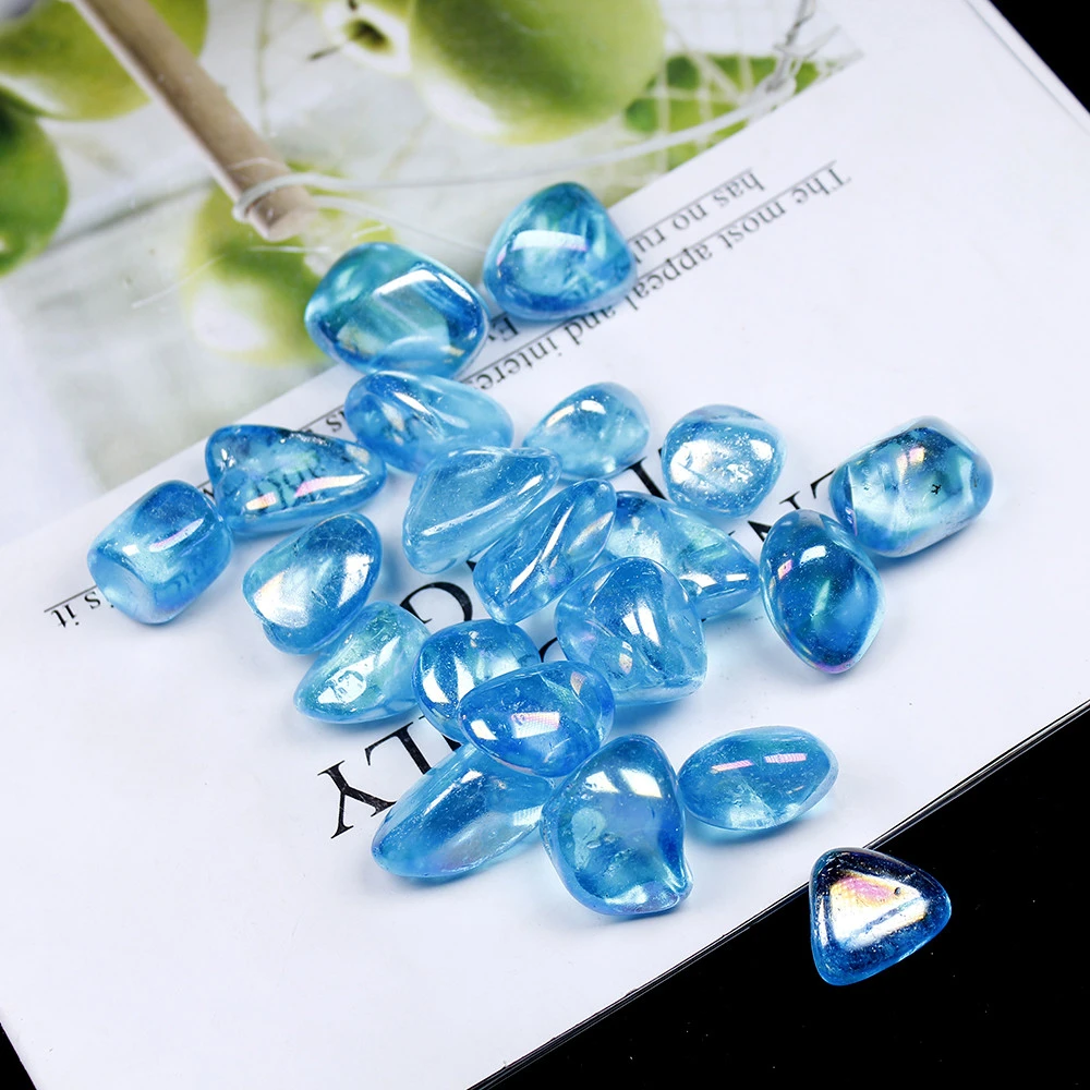 Wholesale Precious stone Aura light blue crystal gemstones Tumbled Stone Gravel crystals healing stones