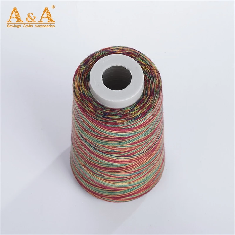 Wholesale sewing supplies 100% polyester 40/2 sewing thread ,multi color rainbow sewing thread