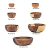 Wholesale Solid Wood Grain Logo Custom Whole Piece Acacia Wooden Food Fruit Bowls Round Salad Bowls Set