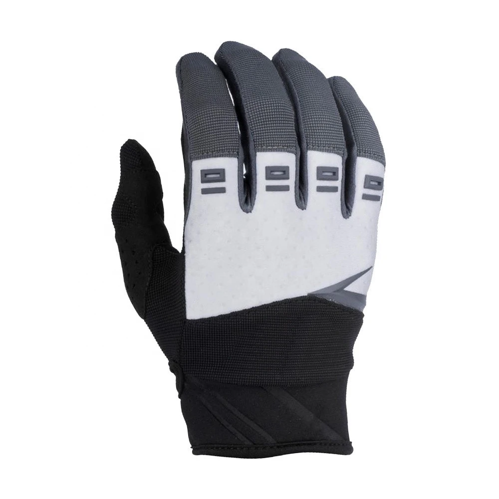 Wholesale Unisex Black White Synthetic Leather Soft Comfortable Full Finger Riding Motocross Racing Gloves
